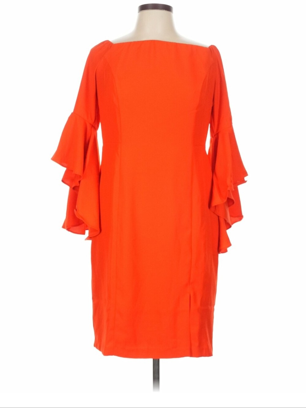 Venus Orange Ruffle-Sleeve Sheath Dress In Size 16